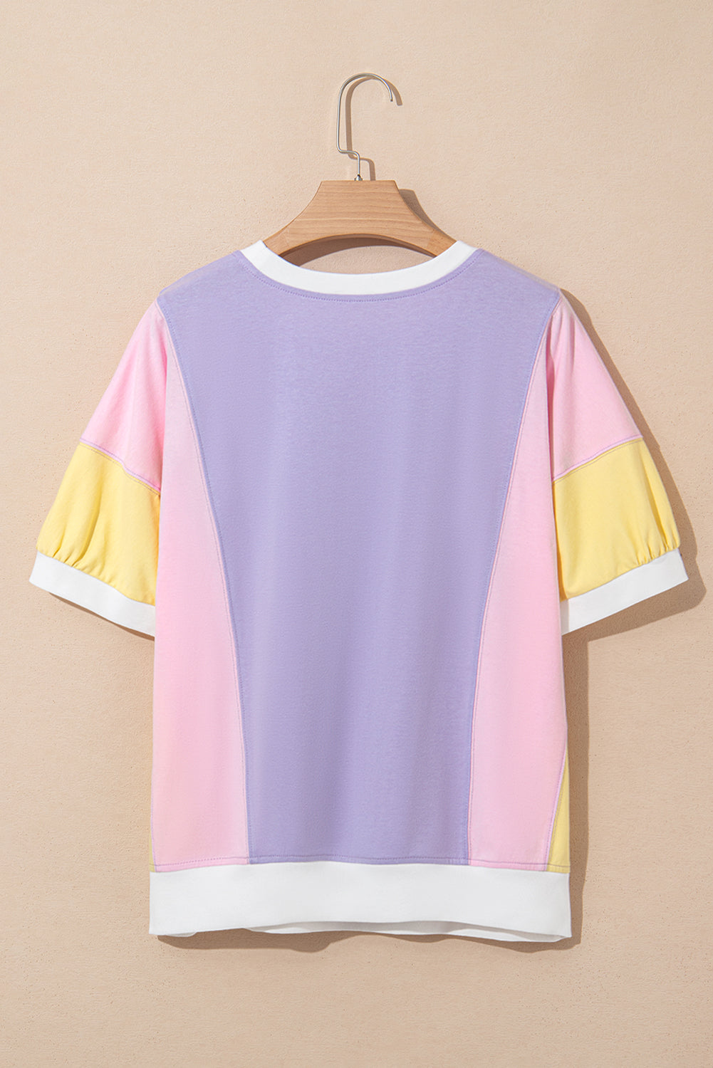 Zoe Patchwork Half Sleeve Oversized Top - Threaded Pear
