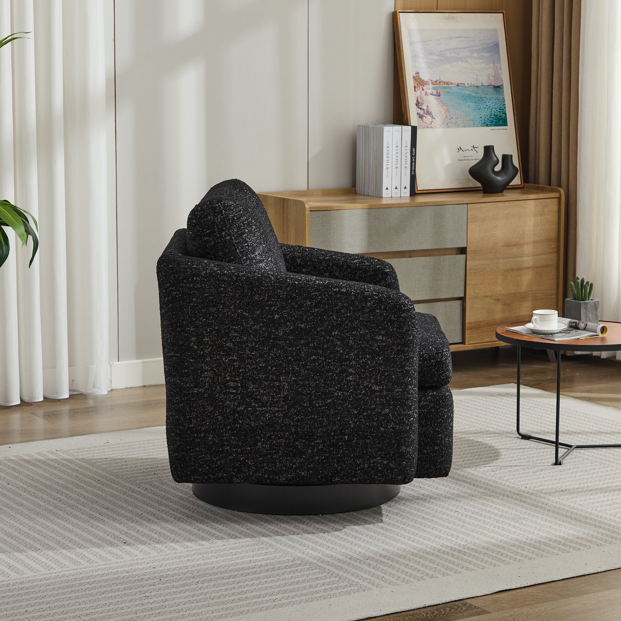 31.5"W  Comfy Round Swivel Accent Chair