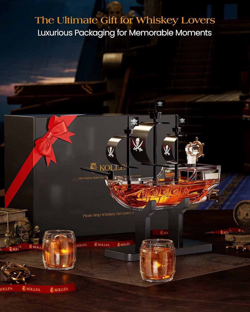 Pirate Ship Whiskey Decanter Set