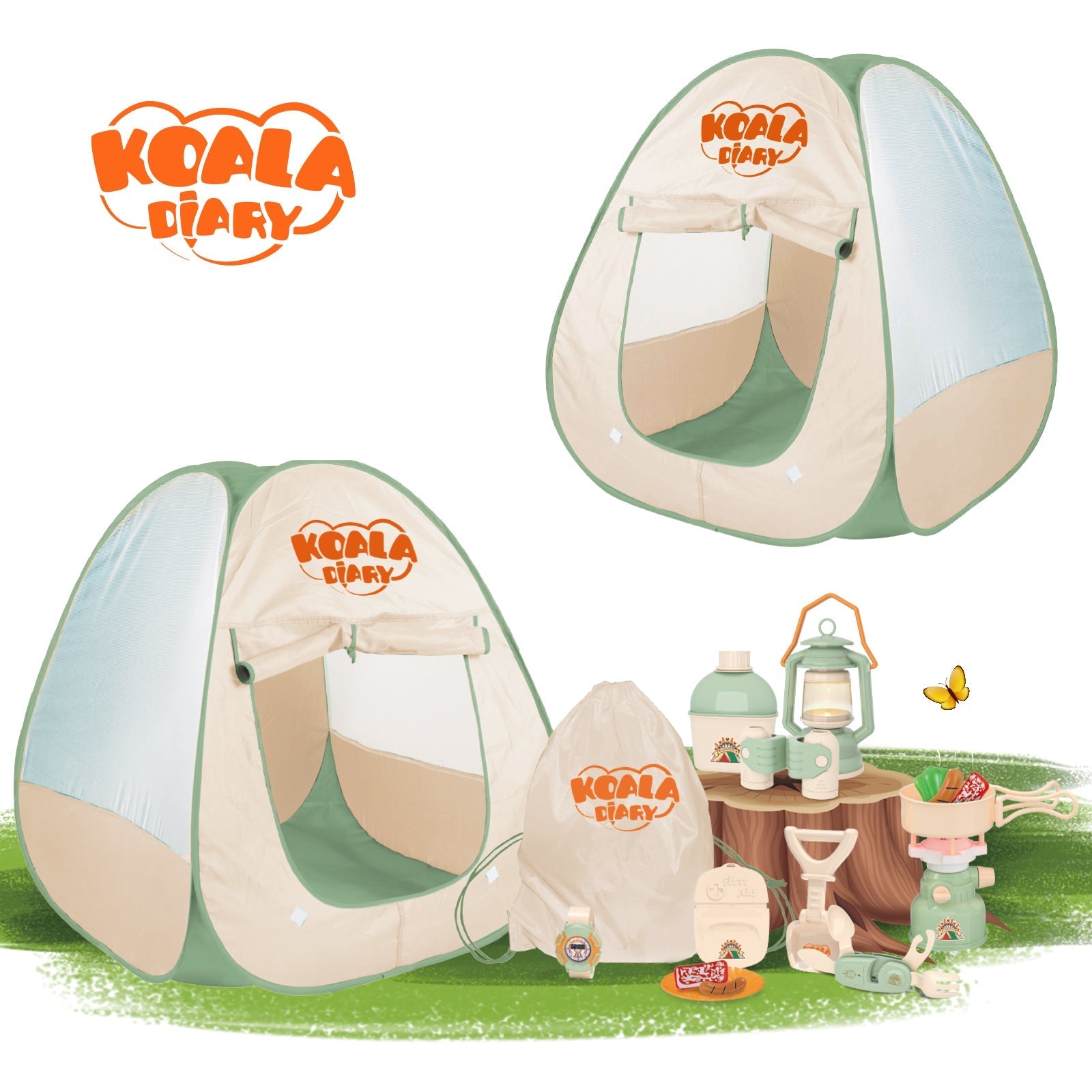 Contixo Kids Camping Set - Pretend Play Tent with Toy Campfire & Lantern by Contixo