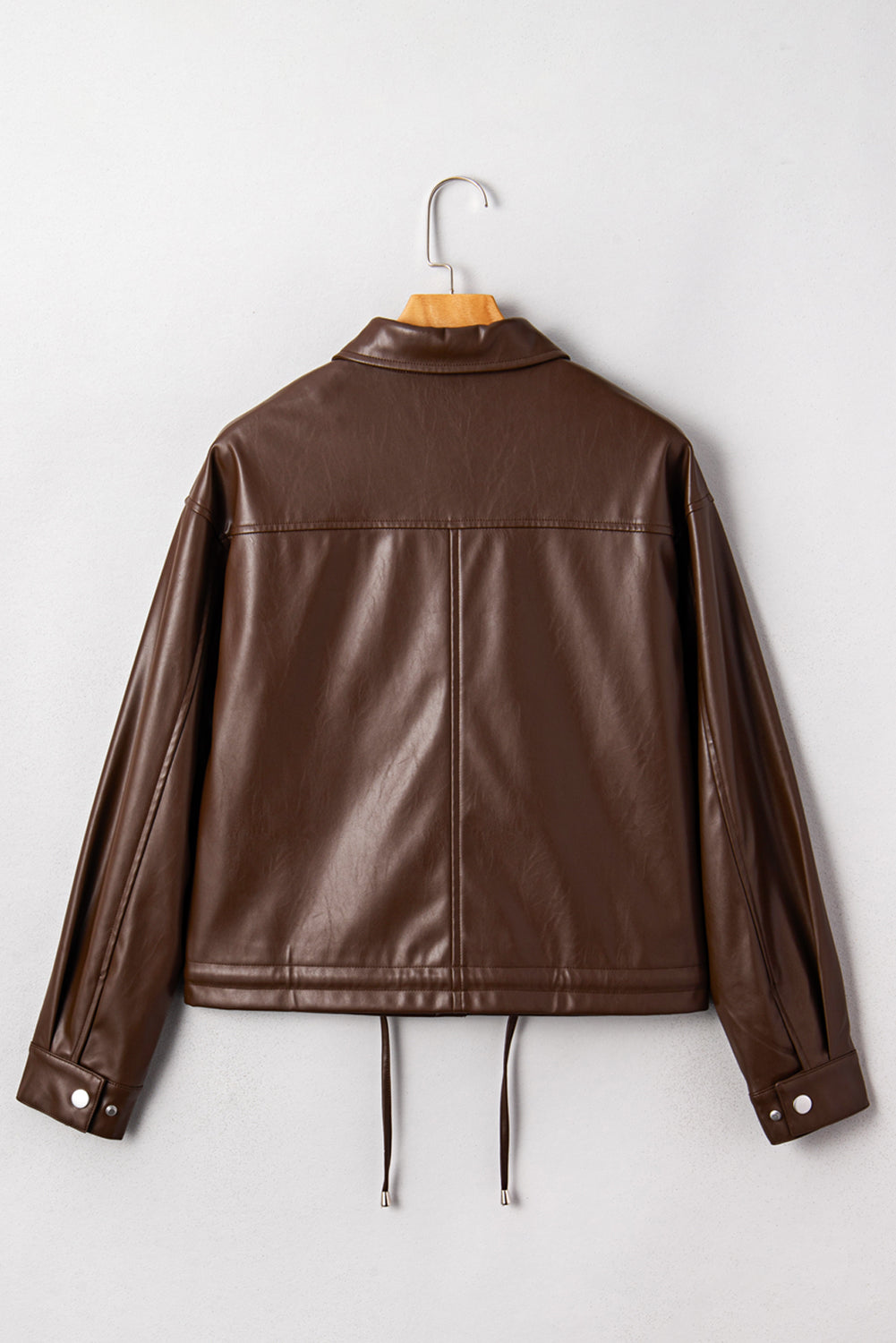 Mila Drawstring Hem Leather Jacket - Threaded Pear