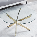 Modern Round Tempered Glass Coffee Table With Stainless Steel Legs