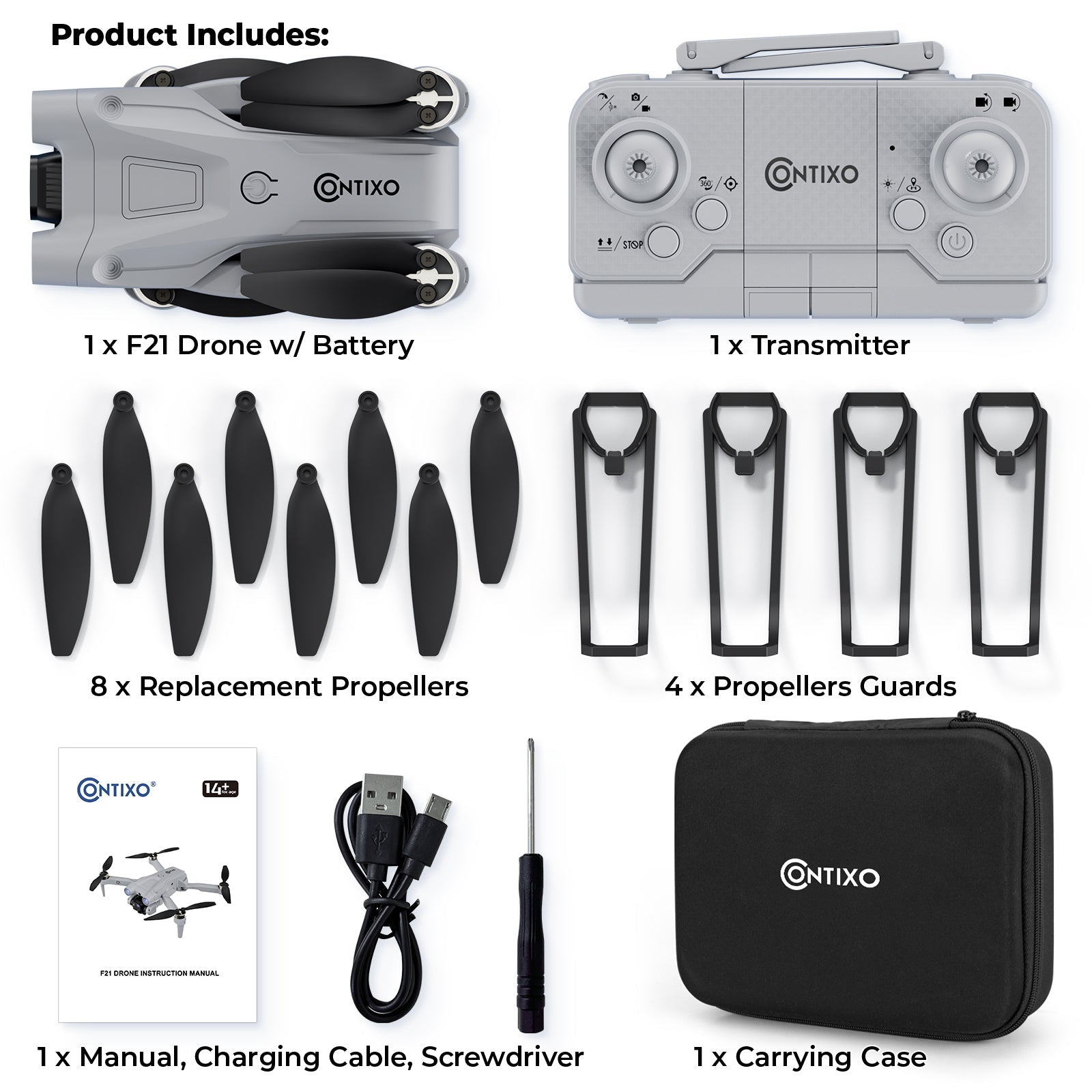 Contixo F21 Elite Sky Remote Control Beginner Drone with 1080P HD Camera by Contixo