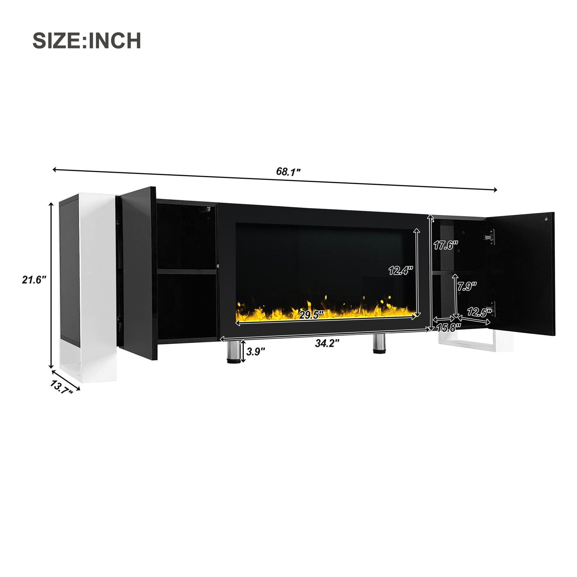 Modern TV Stand With 34.2' Non-Heating Electric Fireplace
