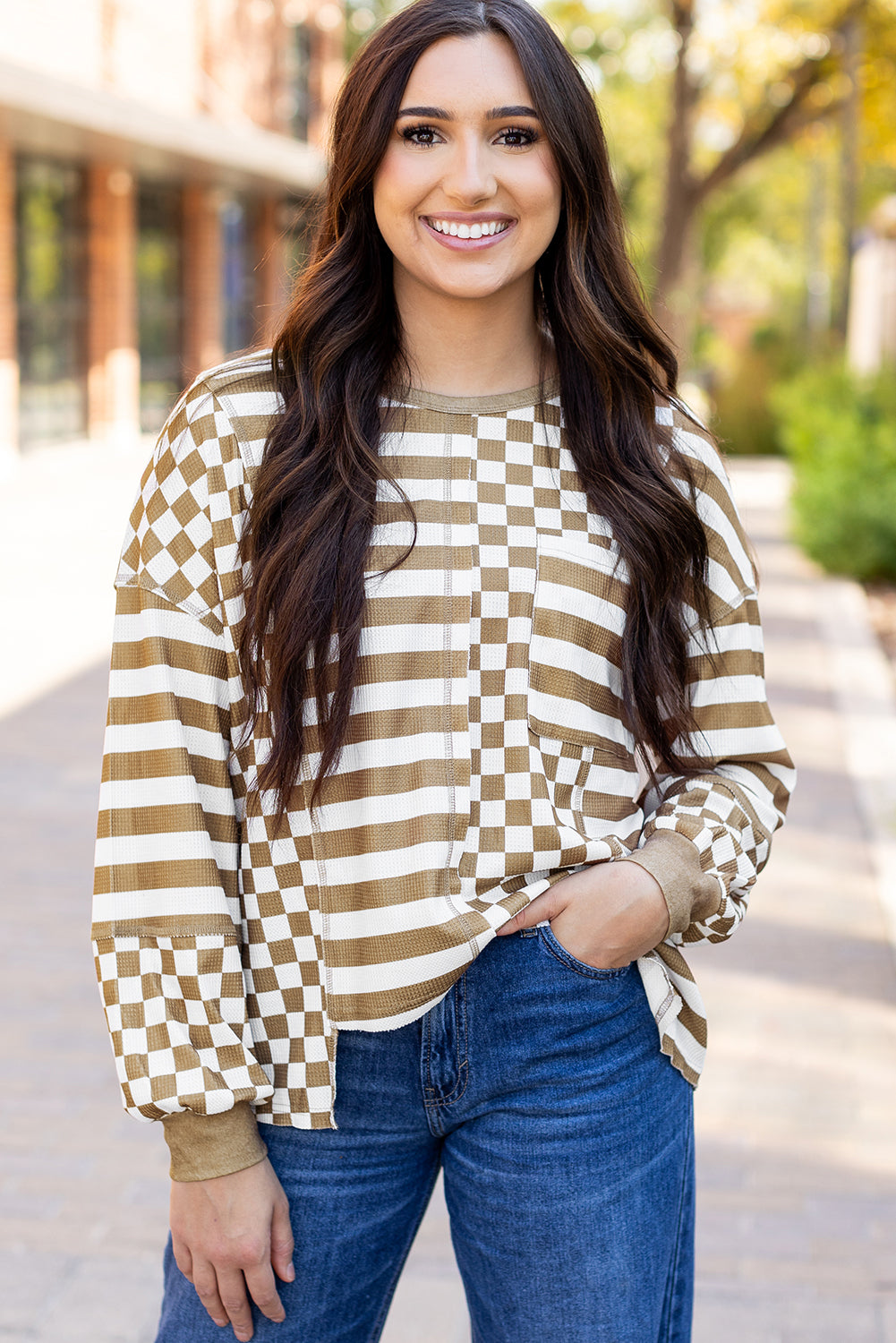 Fatima Patchwork Lantern Sleeve Blouse by Threaded Pear