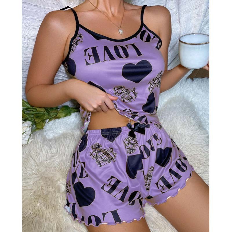 Thin Homewear Sexy Slip Dress Cartoon Cute Print by OyeraCharisma