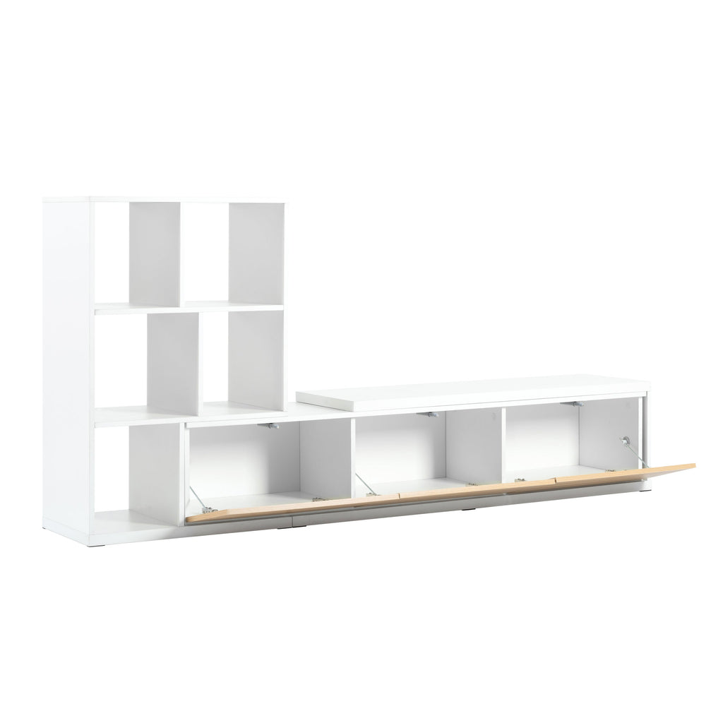 Extendable TV Stand With 3 Tier Bookshelves