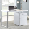 White 3-Drawer Reversible Office Desk