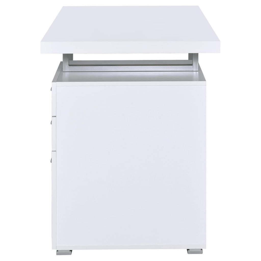 White 3-Drawer Reversible Office Desk