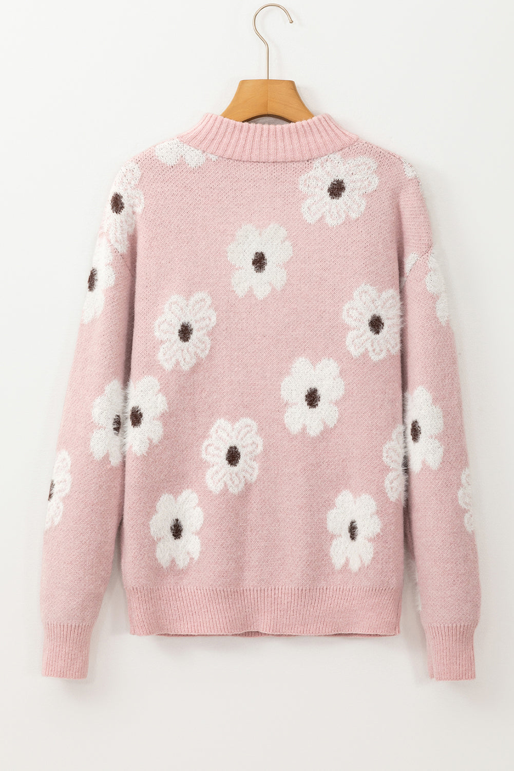 Maria Floral Half Zip Drop Shoulder Sweater - Threaded Pear