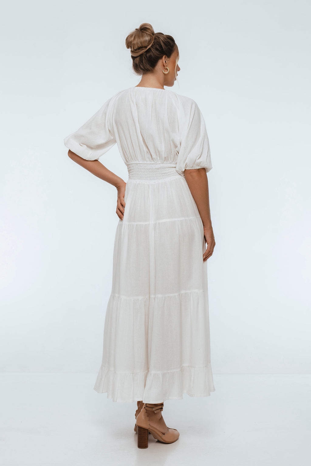 Lucienne Smocked Linen Maxi Dress