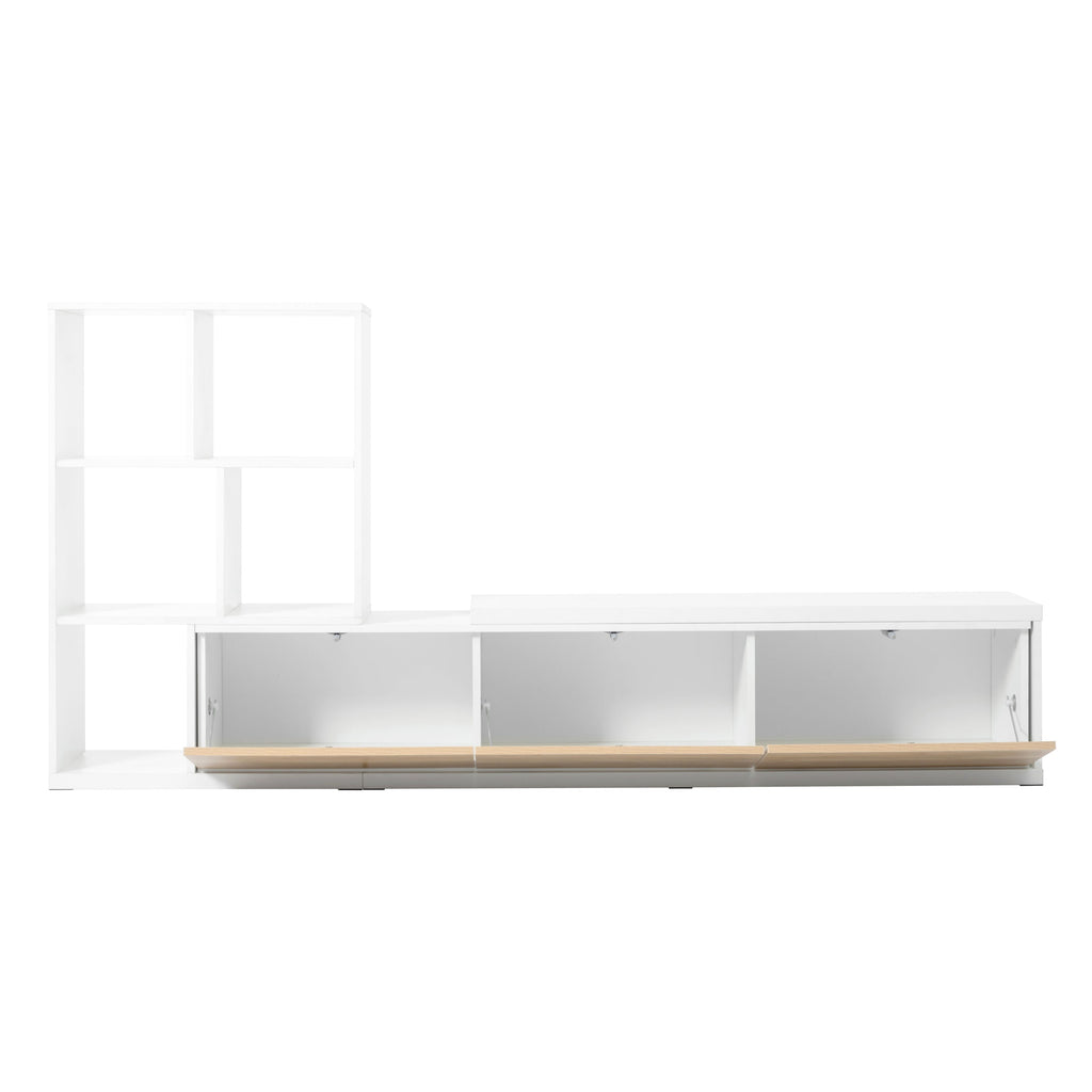 Extendable TV Stand With 3 Tier Bookshelves