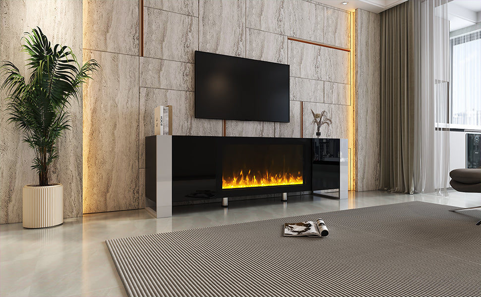 Modern TV Stand With 34.2' Non-Heating Electric Fireplace