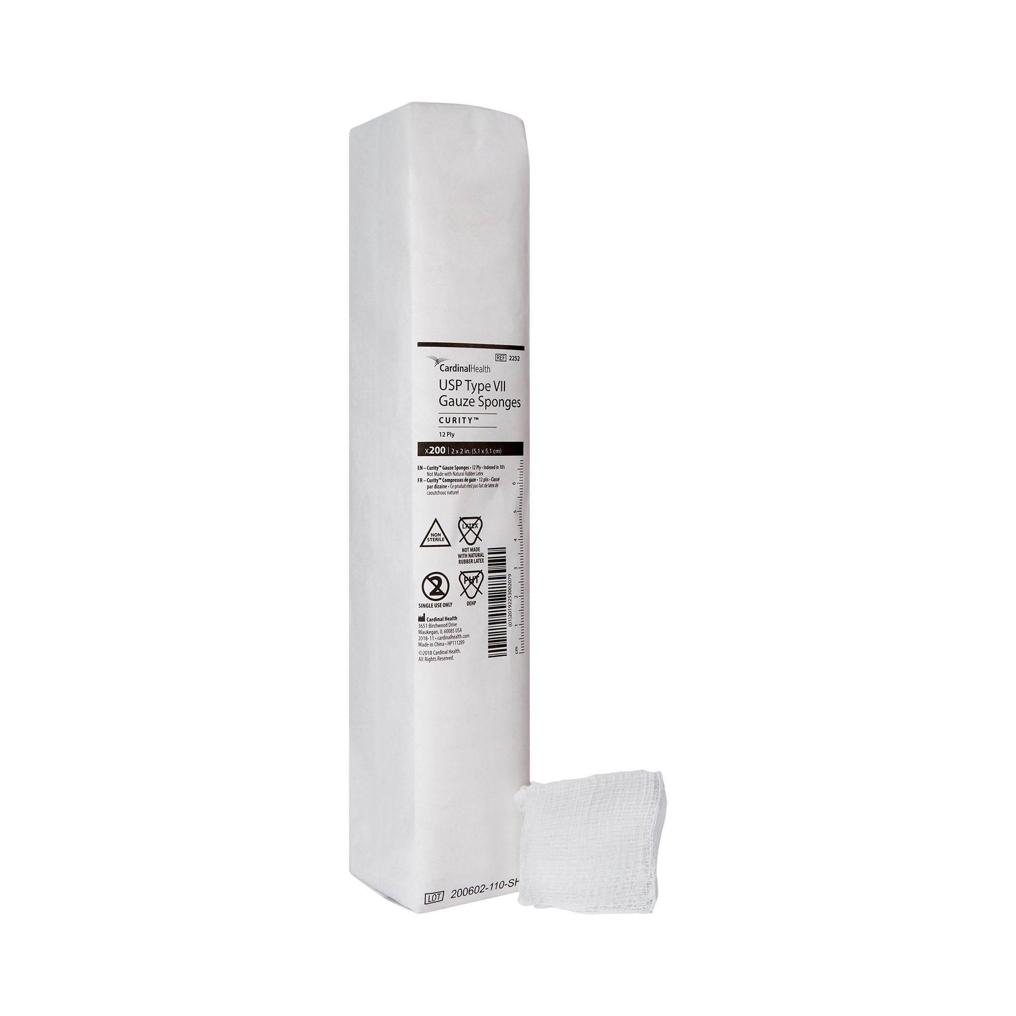 Gauze Sponge Curity 2 X 2 Inch 12-Ply NonSterile