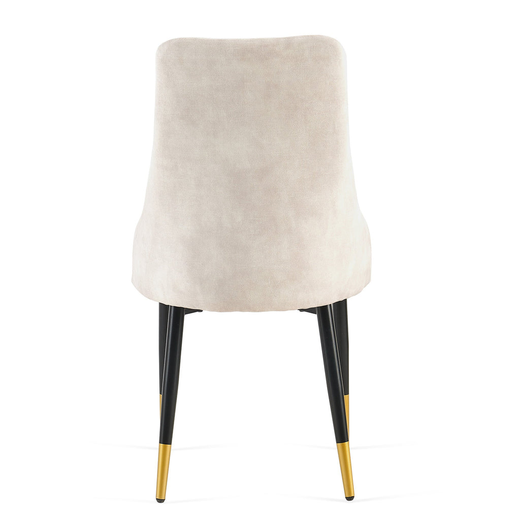 Set of 4 Beige Armless Dining Chairs