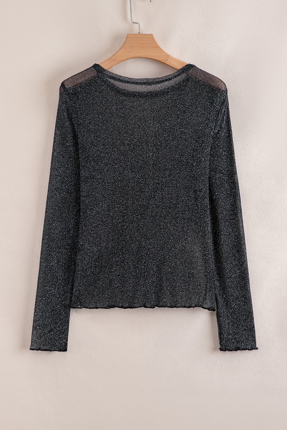 Serenity Metallic Glitter Mesh Long Sleeve Top - Threaded Pear
