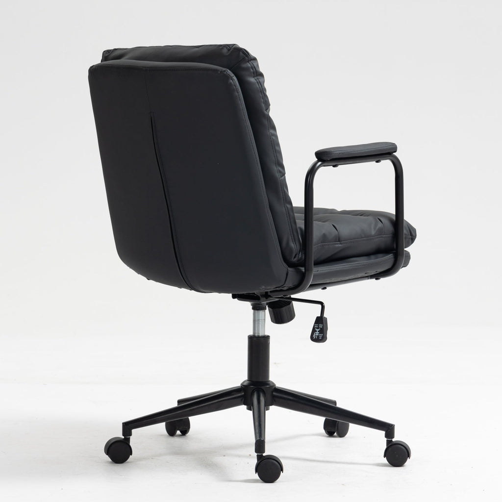 Mid Back Ergonomic PU Leather Rolling Swivel Chair