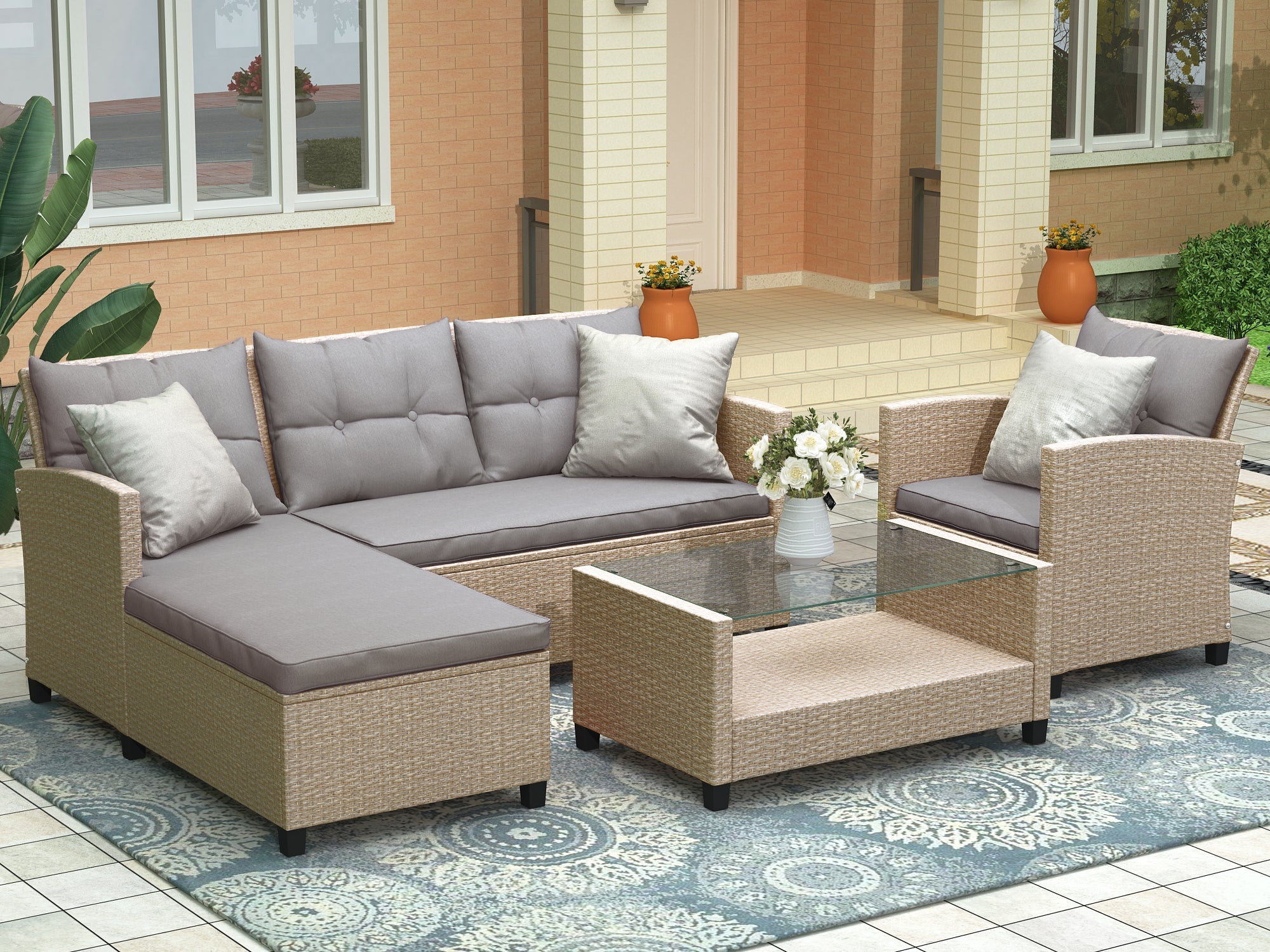 Set of 4 Piece Outdoor, Patio Furniture