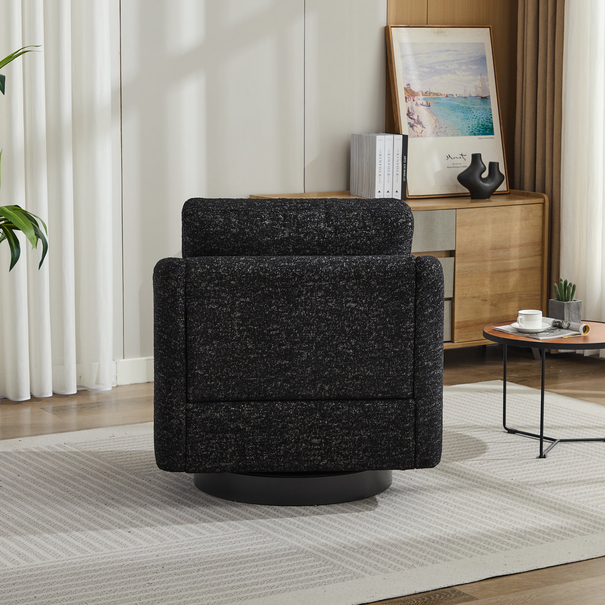 31.5"W  Comfy Round Swivel Accent Chair