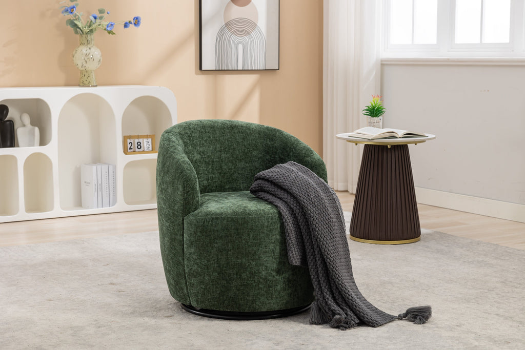 Swivel Accent Armchair  With Black Powder Coating Metal Ring