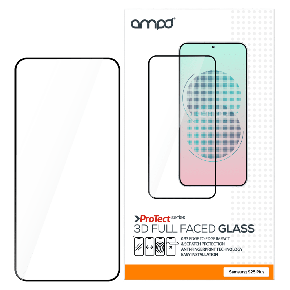AMPD 3D Full Faced Impact Flex Glass Screen Protector for Samsung Galaxy S25 Plus by AMPD