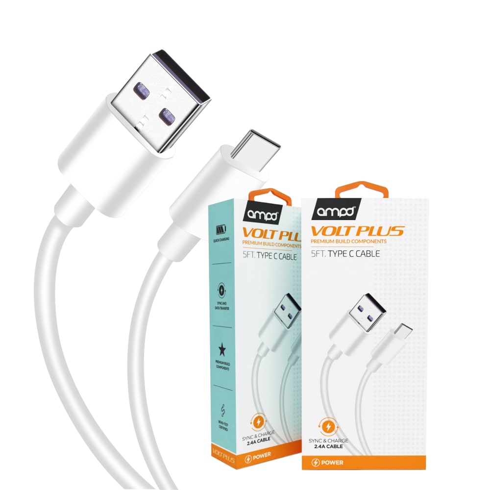AMPD Volt Plus Premium USB A to Type C Data Cable 5ft