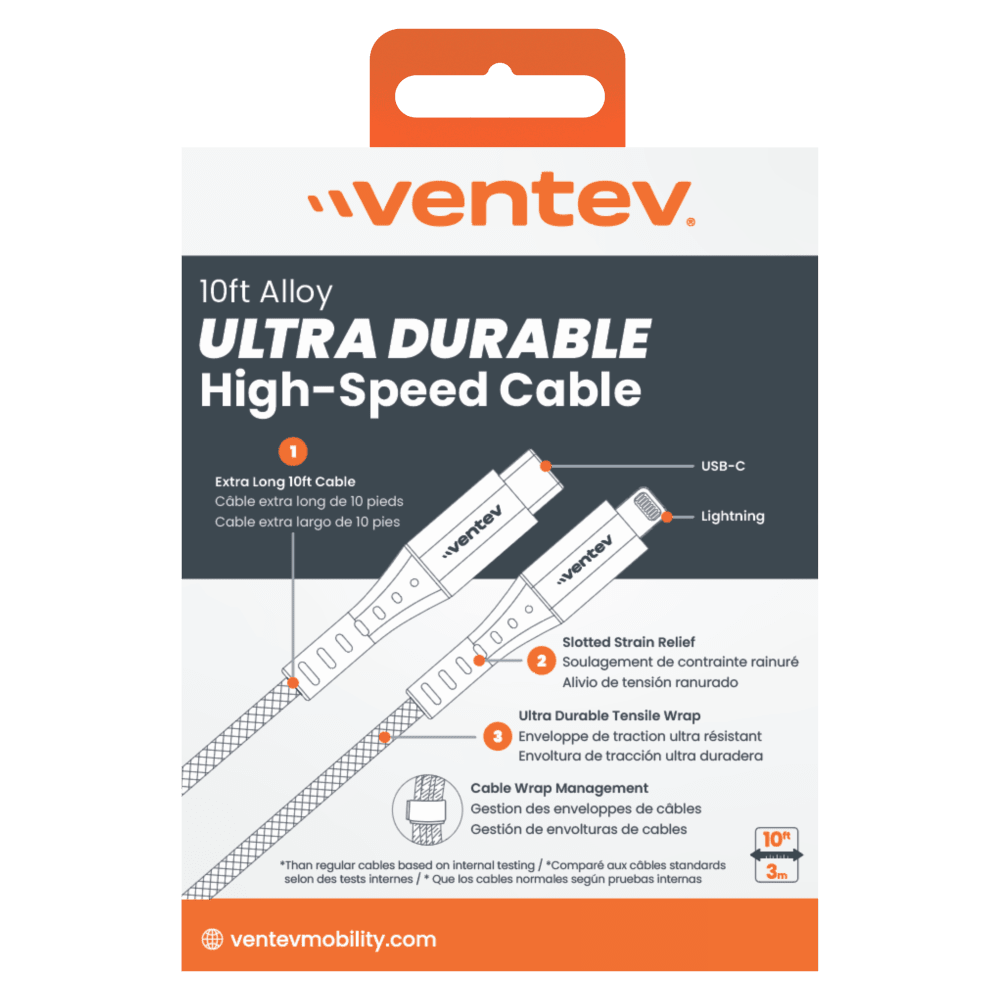 Ventev Alloy USB-C to Apple Lightning High Speed Ultra Durable 10 Foot Cable by Ventev