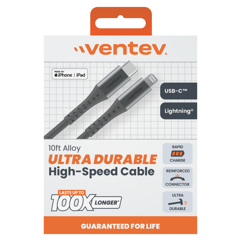 Ventev Alloy USB-C to Apple Lightning High Speed Ultra Durable 10 Foot Cable by Ventev