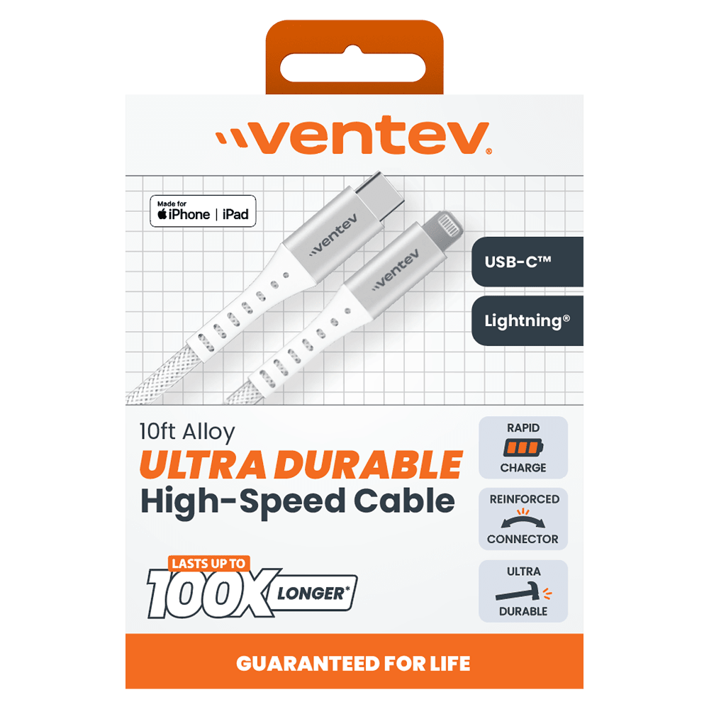 Ventev Alloy USB-A to Apple Lightning High Speed Ultradurable 10 Foot Cable by Ventev