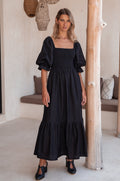 Almeria Smocked Midi Linen Dress