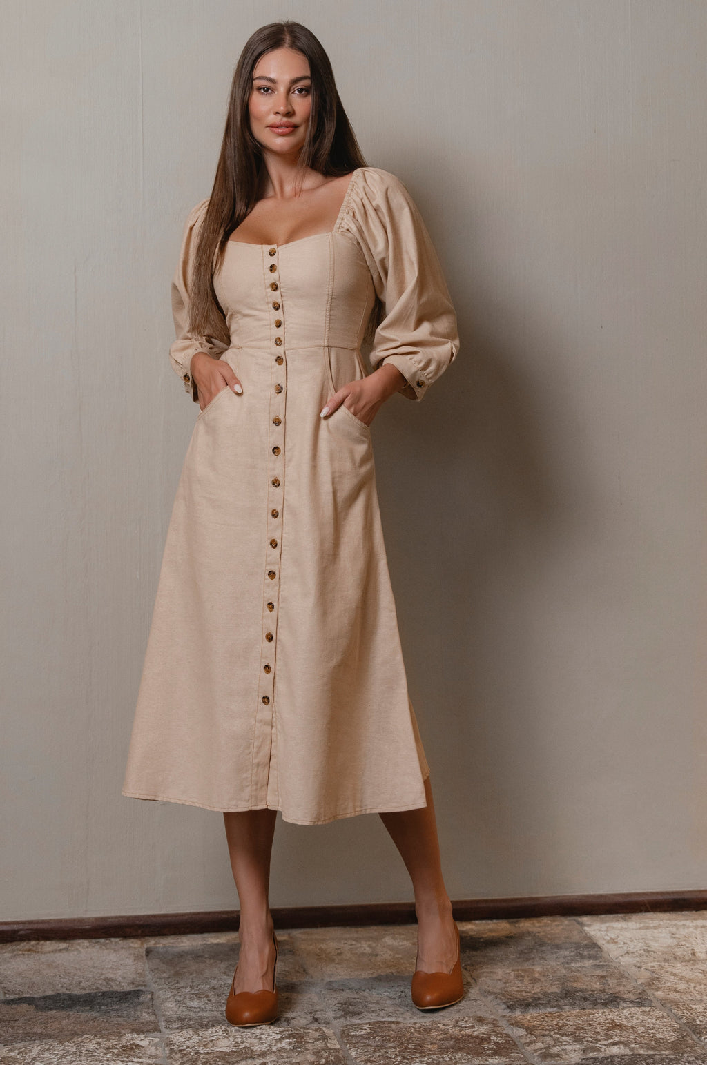 Avignon Button Down Long Sleeve Dress