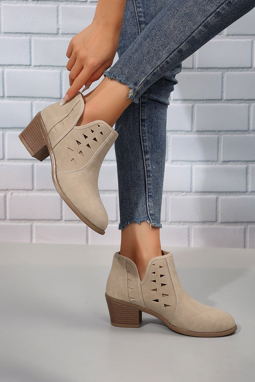 Quinn Cut Out Suede Ankle Boots - Threaded Pear