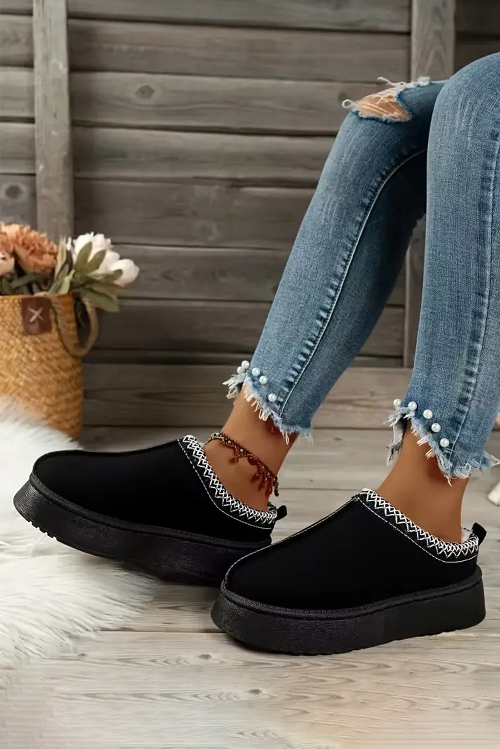 Jade Suede Plush Lined Snow Boots - Threaded Pear