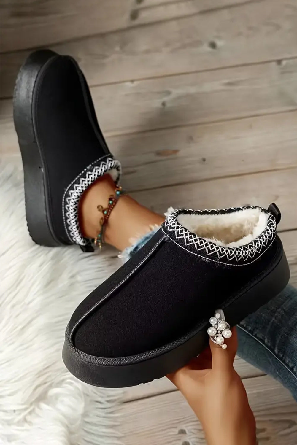 Jade Suede Plush Lined Snow Boots - Threaded Pear