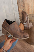 Tulip Opening Suede Ankle Boots - Threaded Pear