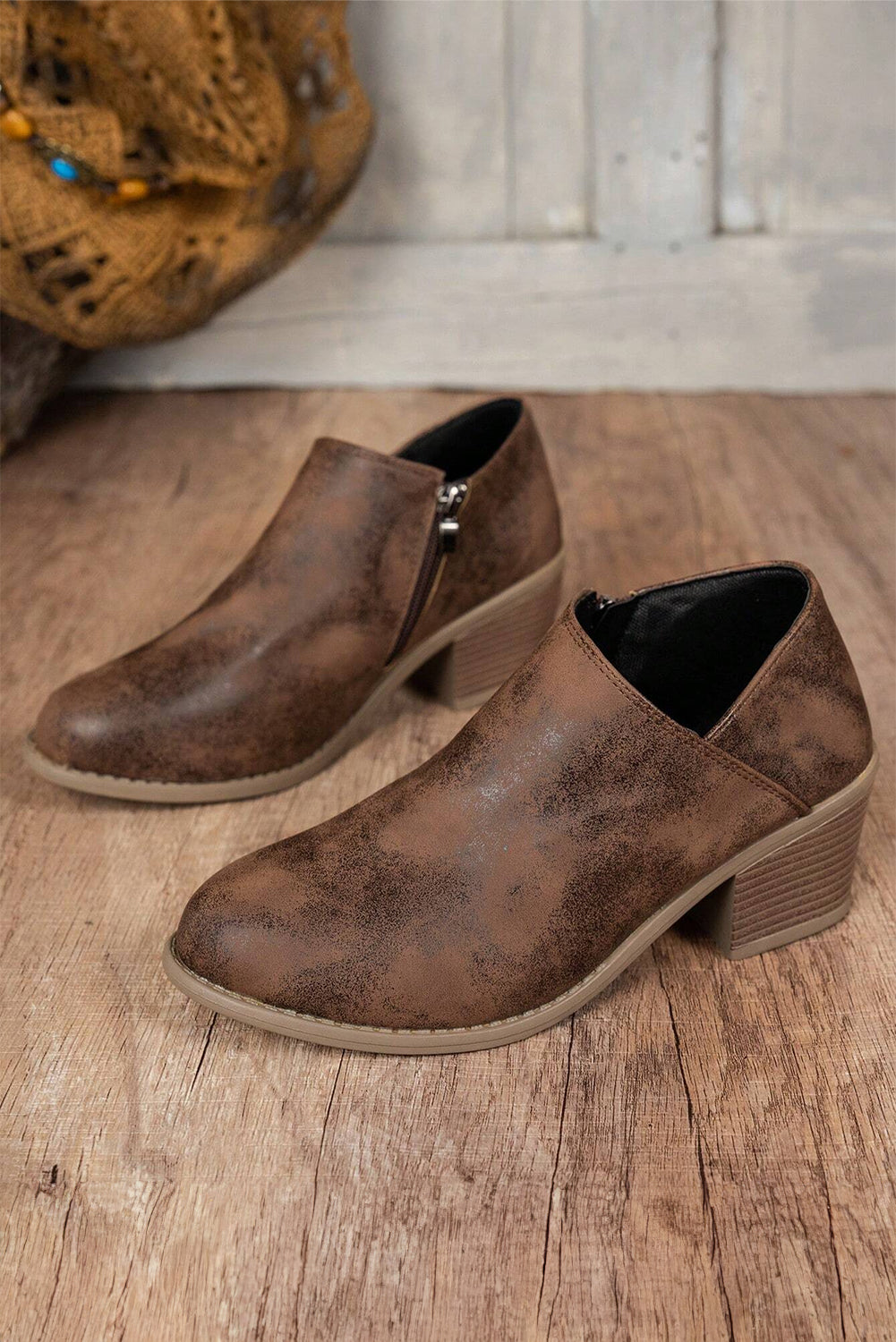 Tulip Opening Suede Ankle Boots - Threaded Pear
