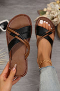 Criss Cross Flat Slippers - Threaded Pear