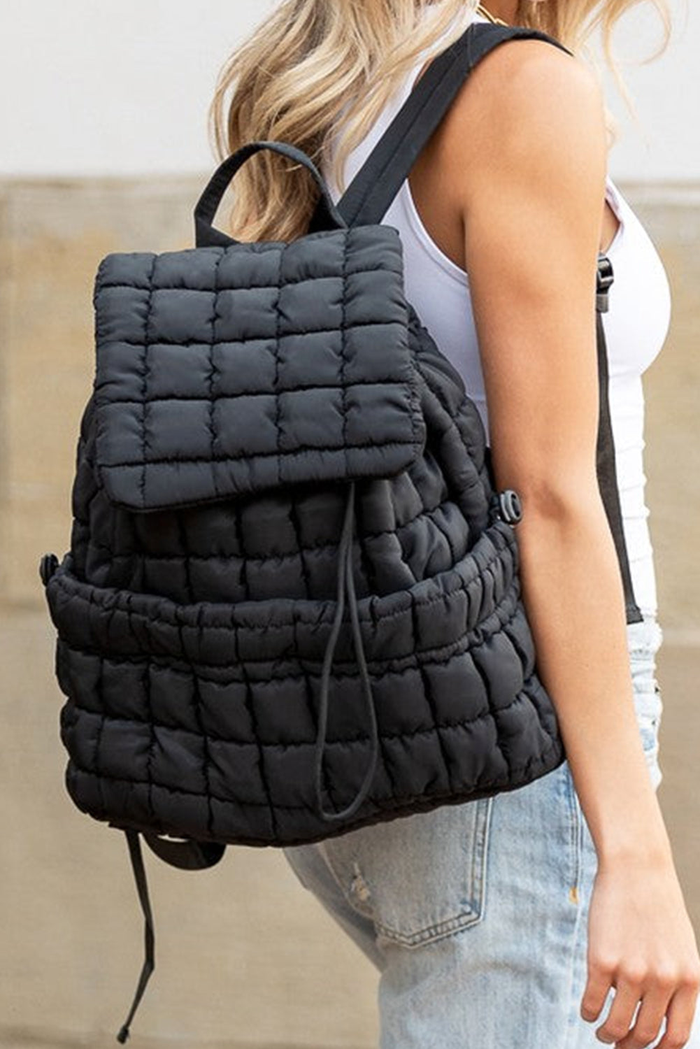 Natalie Quilted Puffer Backpack - Threaded Pear