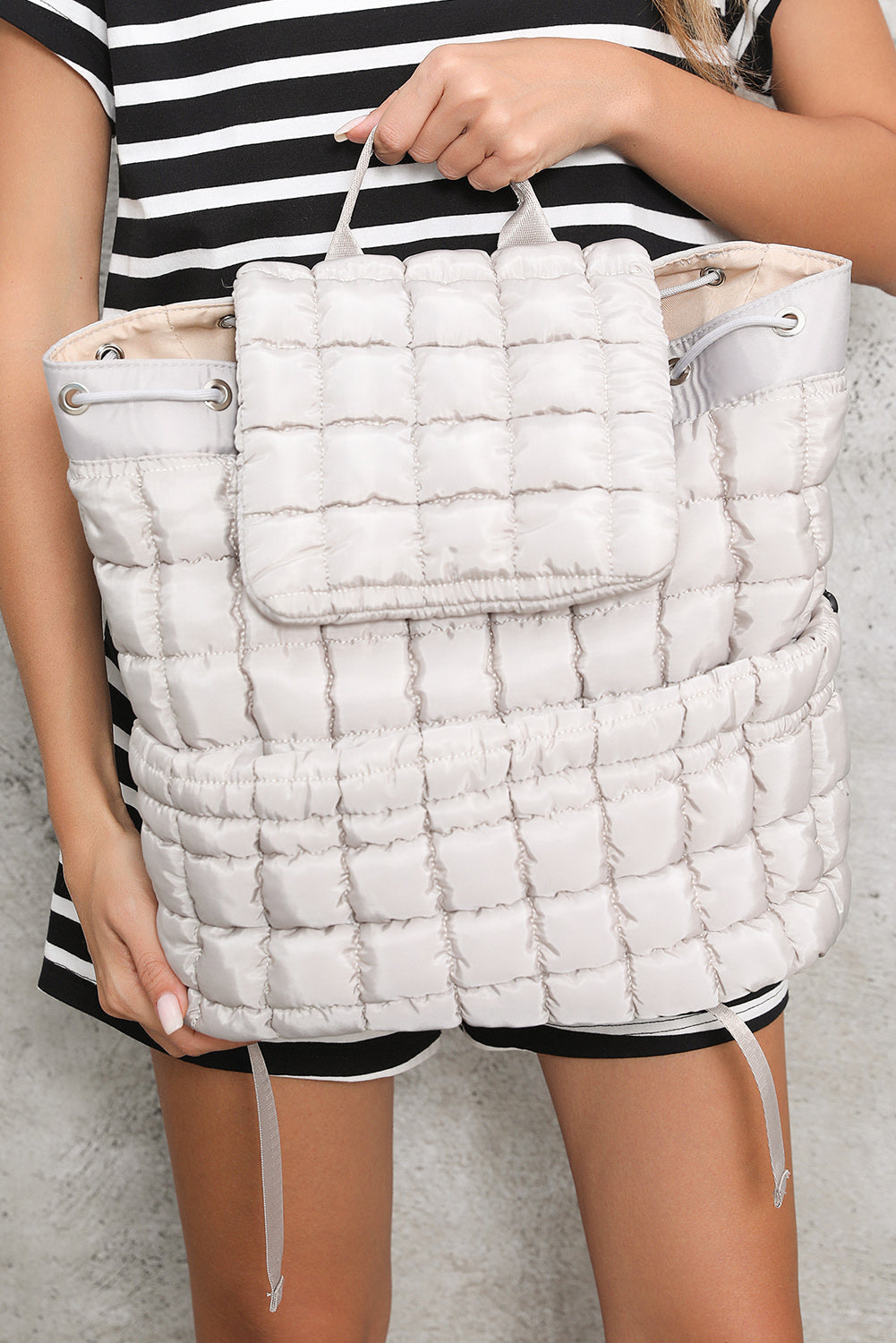 Natalie Quilted Puffer Backpack - Threaded Pear