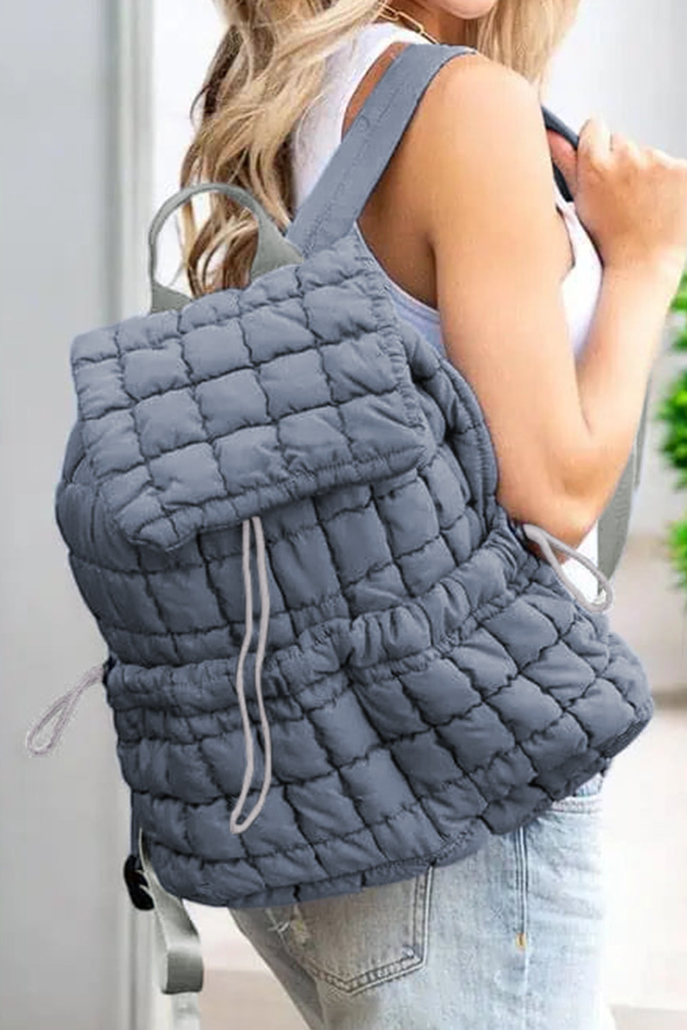 Natalie Quilted Puffer Backpack - Threaded Pear