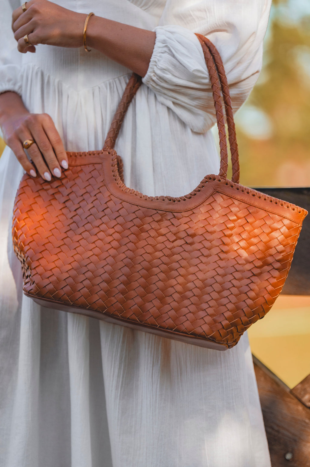 Bellagio Woven Leather Tote Bag