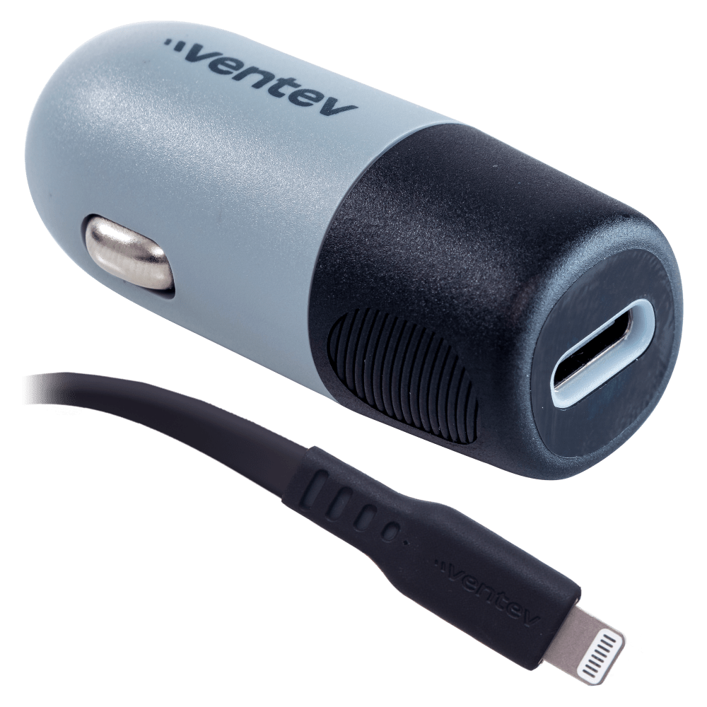 Ventev 20W ULTRAFAST USB-C Universal Car Charger and USB-C to Apple Lightning Cable