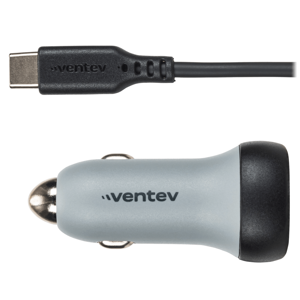 Ventev 27W ULTRAFAST Dual Car Charger with USB-C Travel Cable by Ventev