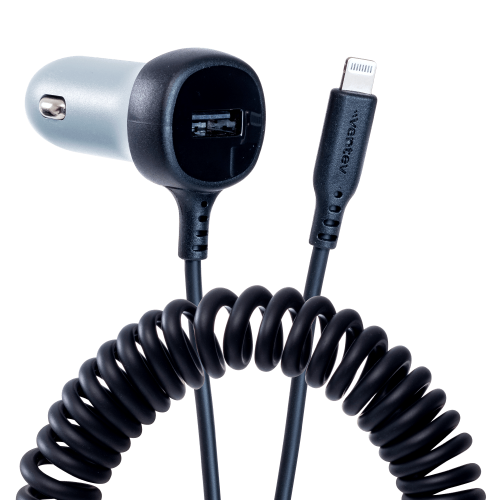 Ventev 27W ULTRAFAST Dual Car Charger with Apple Lightning Travel Cable by Ventev
