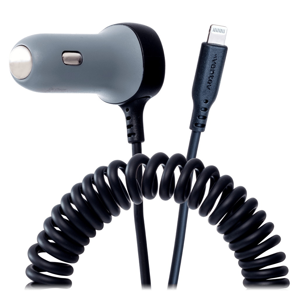 Ventev 27W ULTRAFAST Dual Car Charger with Apple Lightning Connected Travel Cable by Ventev