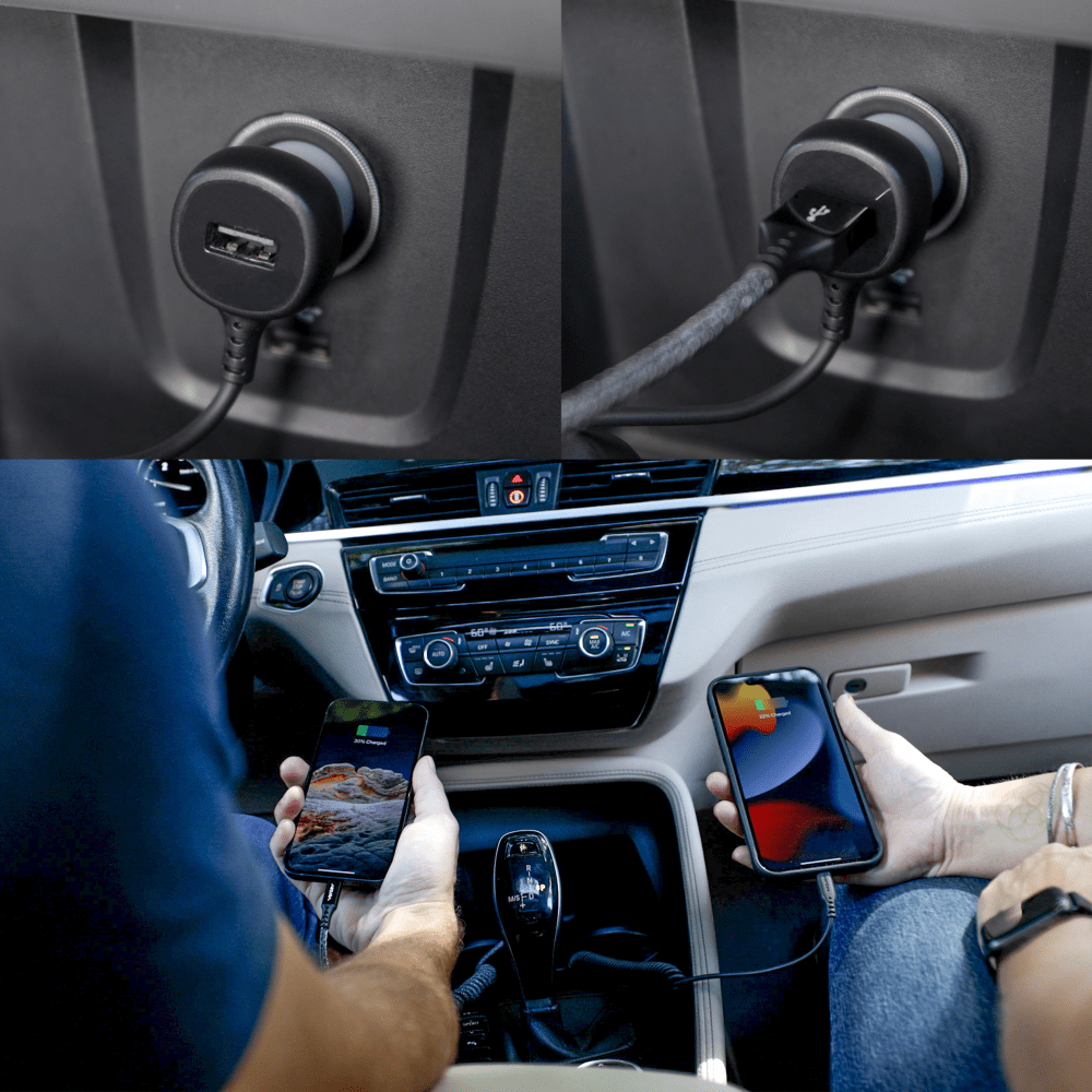 Ventev 27W ULTRAFAST Dual Car Charger with Apple Lightning Connected Travel Cable by Ventev