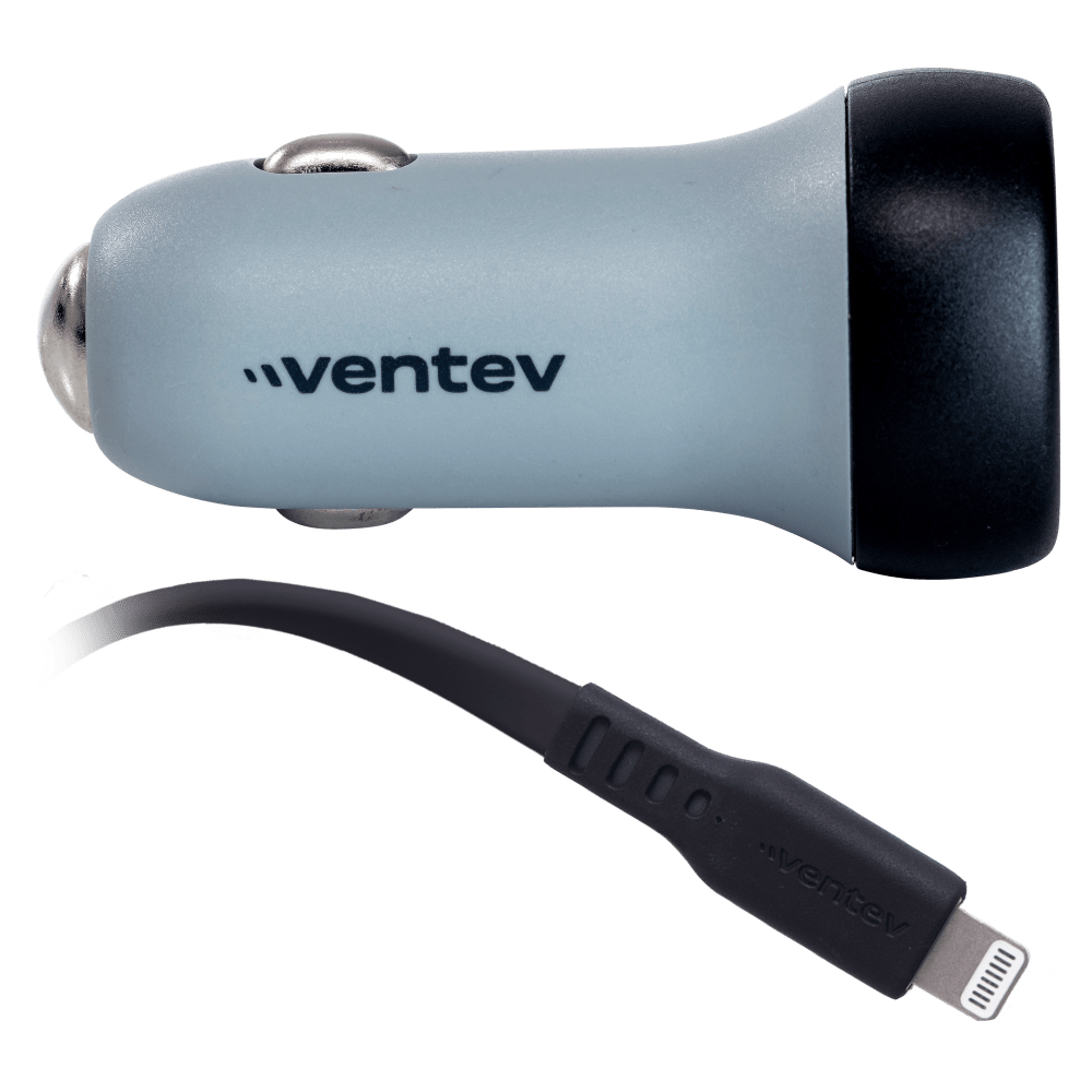 Ventev 30W ULTRAFAST USB-C Universal Car Charger and USB-C to Apple Lightning Cable by Ventev