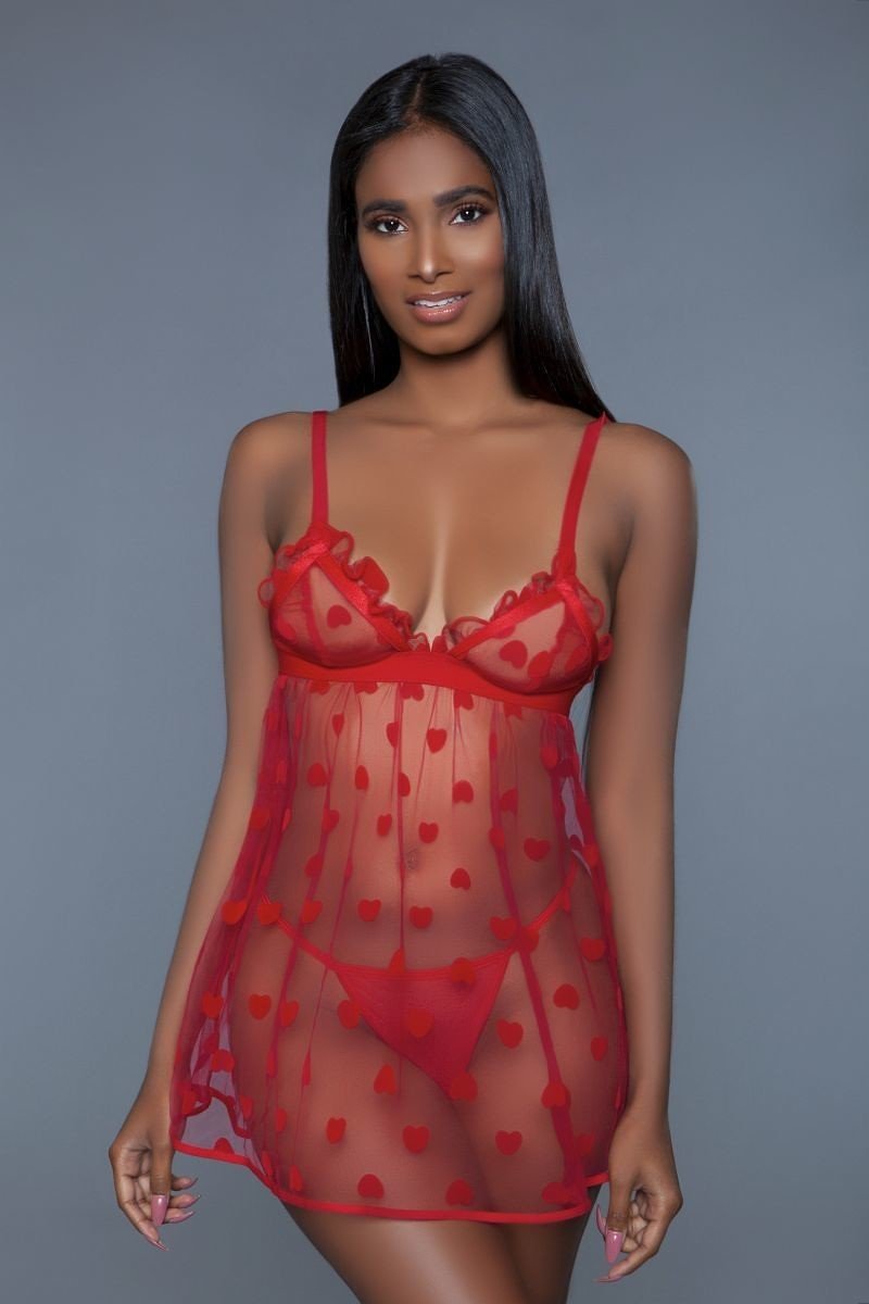 Fine Mesh Heart Designed Slip Dress by OyeraCharisma