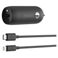 Belkin Boost Charge USB C Car Charger 20W and USB C to Apple Lightning Cable 4ft by Belkin