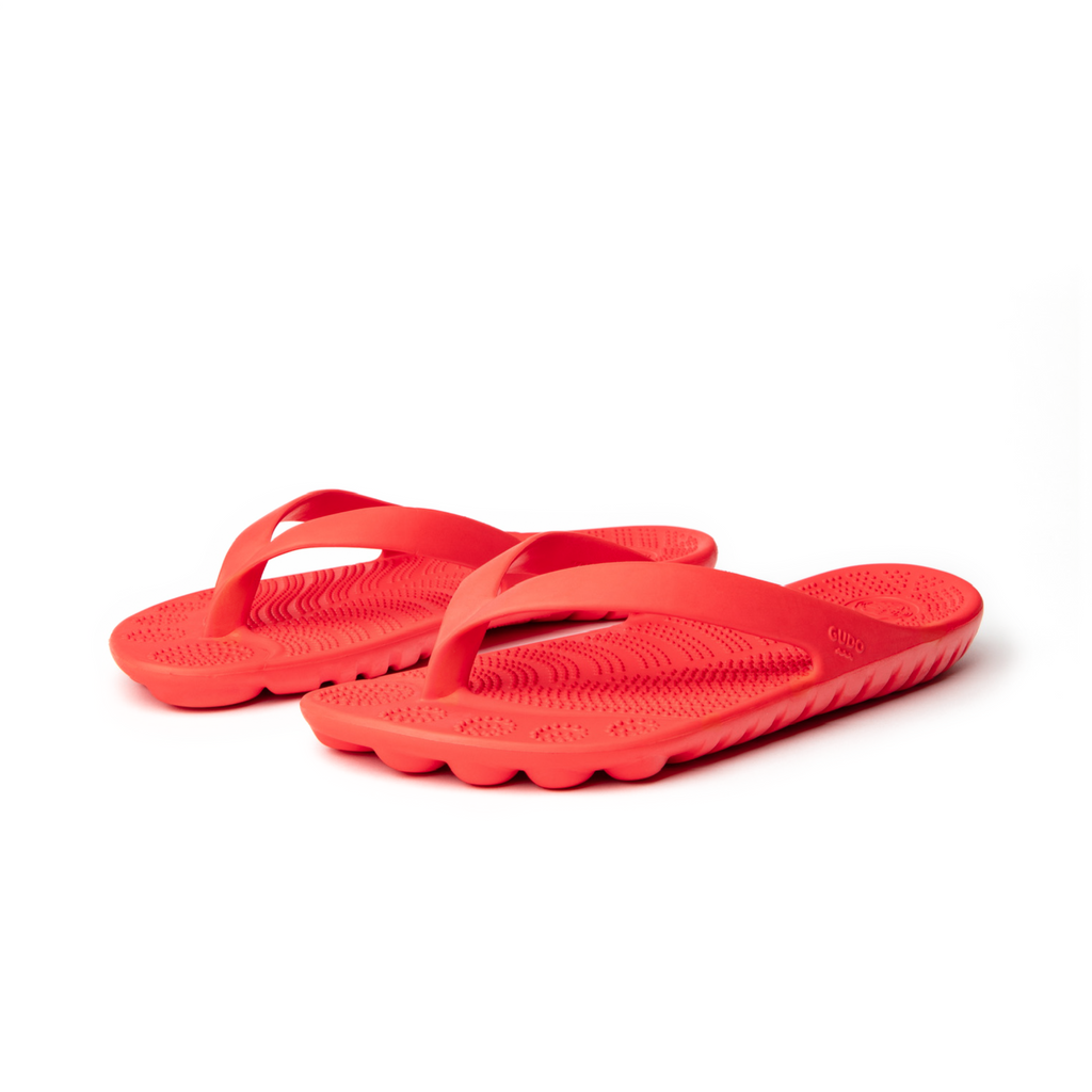 Fire Red Flip-Flops + Drybag by GUDO WORLD